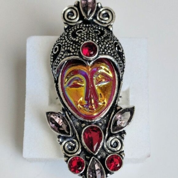 Boho Iridescent Silver Bali Goddess Ring Sz 8.5 - 9 - Picture 3 of 4